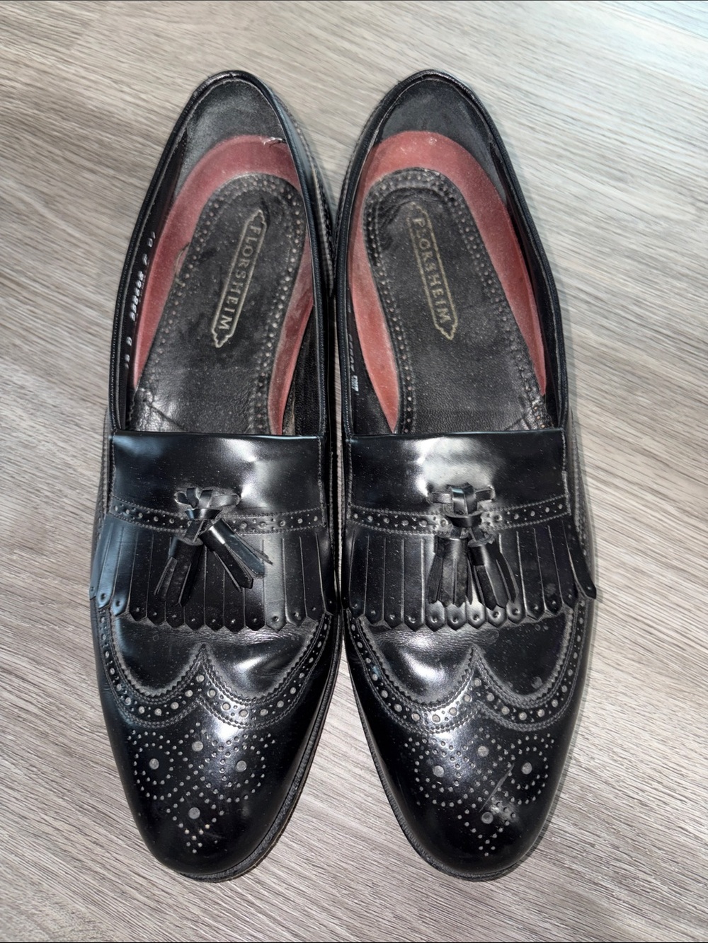 Florsheim Black Leather Tassel Kiltie Loafers